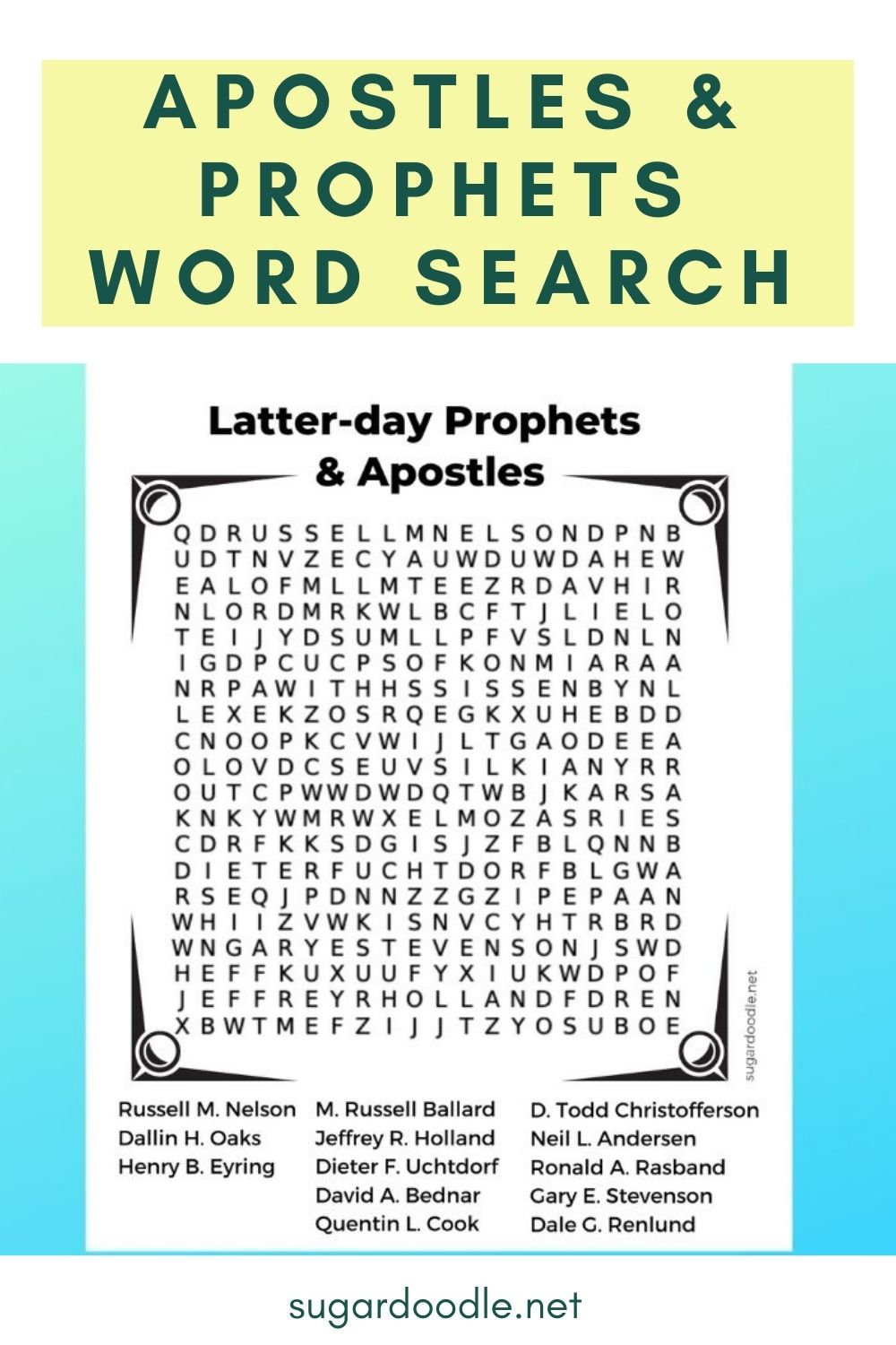 Learn the order of the Apostles and Prophets in this free printable word search. Perfect for General Conference or to supplement church lessons.